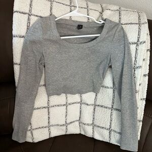 SHEIN Heather Gray Long Sleeve Crop Top